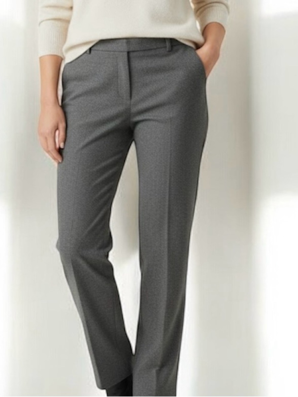 Vintage Y2K KennethCole NewYork Lined Sleek Gray Herringbone Warm Wool Trousers